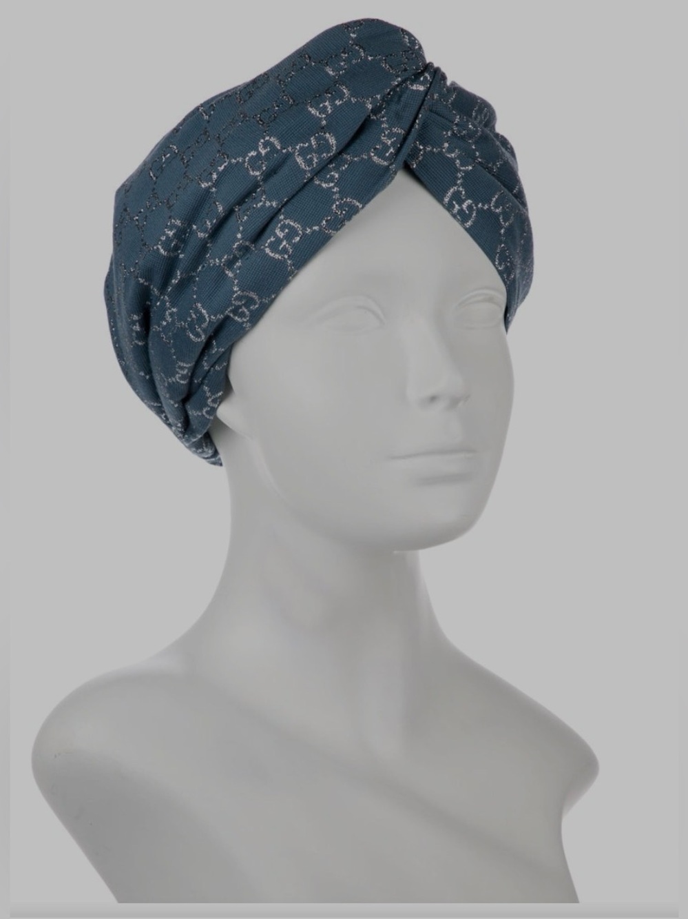 Gucci Signature Denim blue w Silver Headband Size M Rare